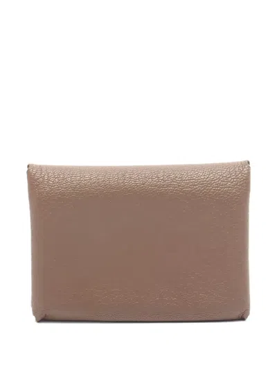 Pre-owned Hermes 2024 Calvi Duo Grained Coin Purse In Neutral