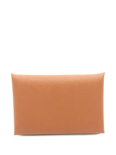 Pre-owned Hermes 2024 Calvi Wallet In Neutral