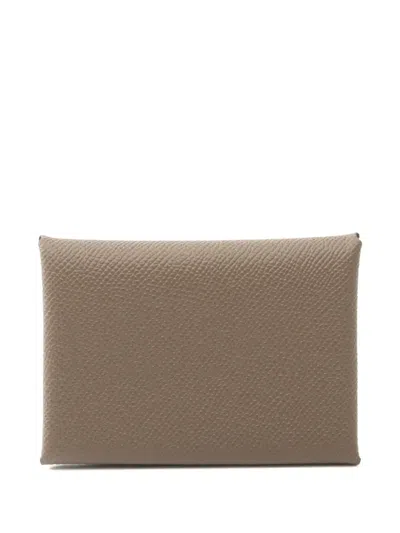 Pre-owned Hermes 2024 Calviduo Coin Purse In Brown