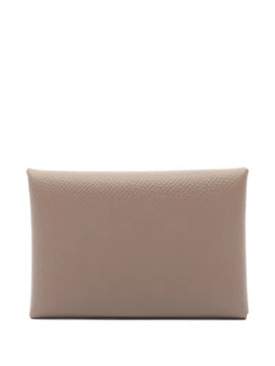 Pre-owned Hermes 2024 Calviduo Coin Purse In Neutral