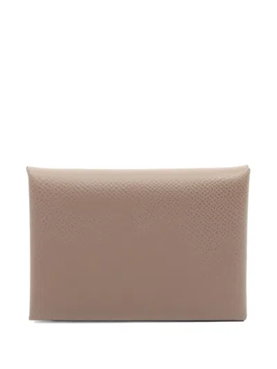 Pre-owned Hermes 2024 Calviduo Etoupe Coin Purse In Neutral