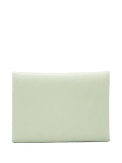 Pre-owned Hermes 2024 Calviduo Verso Case Holder In Green