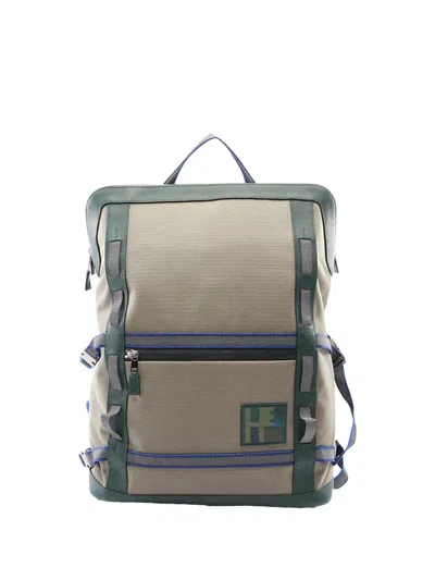 Pre-owned Hermes 2024 Canvas And Regate Taurillon Off Piste Ski Backpack In Neutrals
