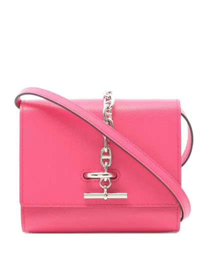 Pre-owned Hermes 2024 Chaîne D'ancre To Go Shoulder Wallet In Pink