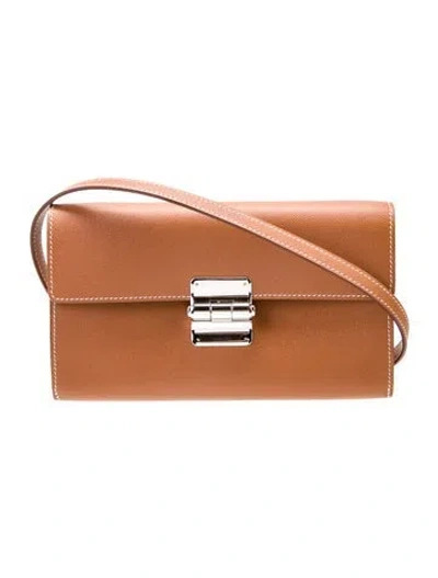 Pre-owned Hermes 2024 Charniere To Go Pouch In Brown