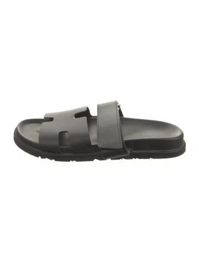 Pre-owned Hermes 2024 Chypre Slides In Black