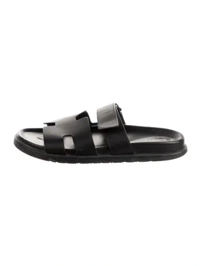 Pre-owned Hermes 2024 Chypre Slides In Black