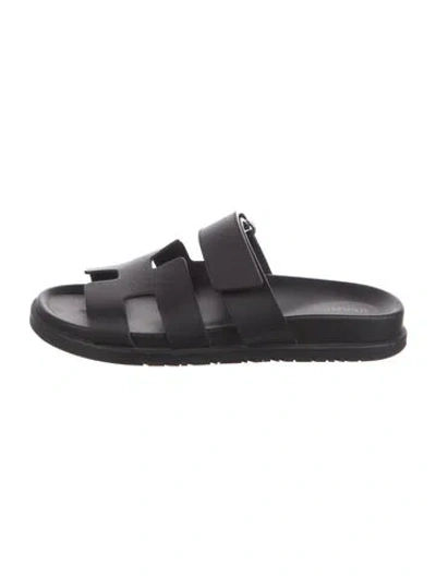 Pre-owned Hermes 2024 Chypre Slides In Black