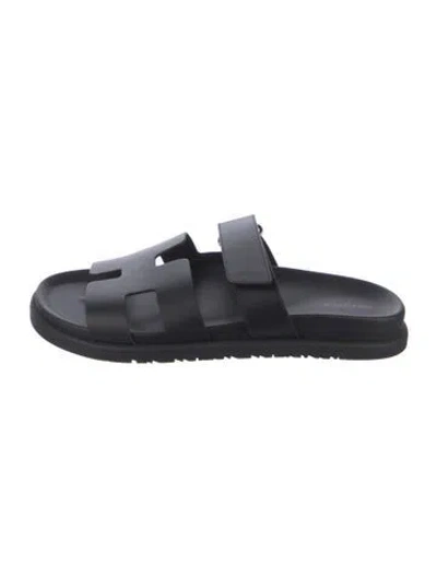 Pre-owned Hermes 2024 Chypre Slides In Black