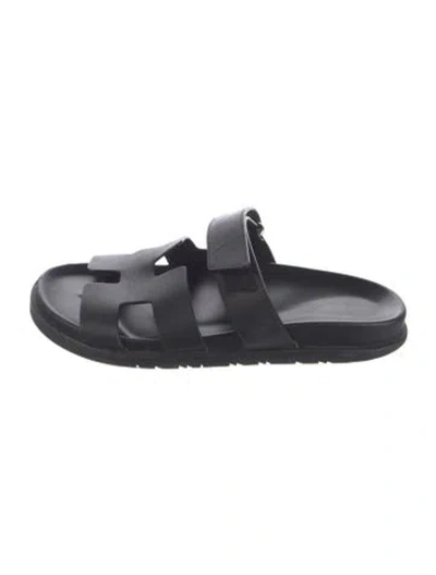 Pre-owned Hermes 2024 Chypre Slides In Black