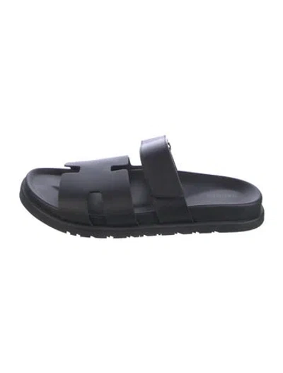 Pre-owned Hermes 2024 Chypre Slides In Black
