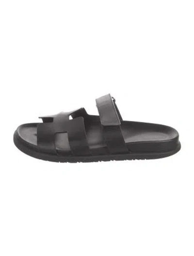 Pre-owned Hermes 2024 Chypre Slides In Black