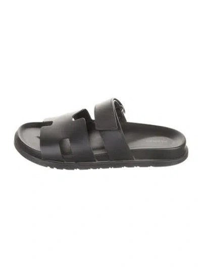Pre-owned Hermes 2024 Chypre Slides In Black
