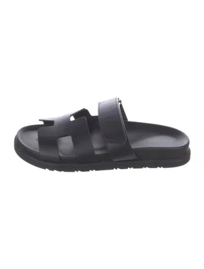 Pre-owned Hermes 2024 Chypre Slides In Black