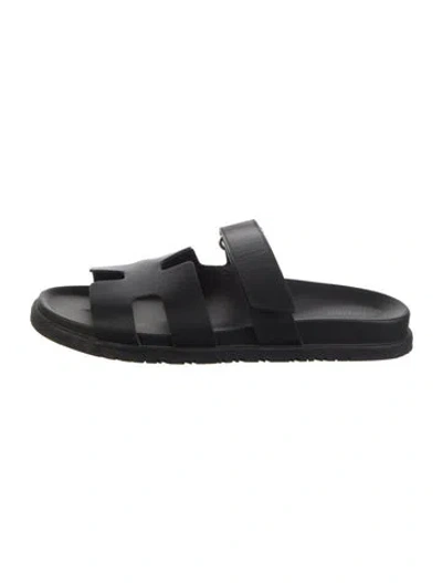 Pre-owned Hermes 2024 Chypre Slides In Black