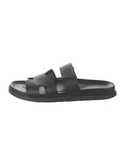 Pre-owned Hermes 2024 Chypre Slides In Black
