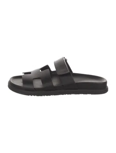 Pre-owned Hermes 2024 Chypre Slides In Black