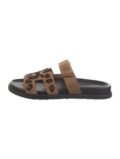 Pre-owned Hermes 2024 Chypre Slides In Brown