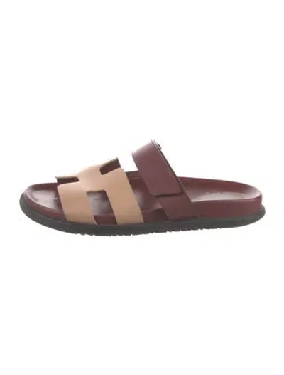Pre-owned Hermes 2024 Chypre Slides In Burgundy