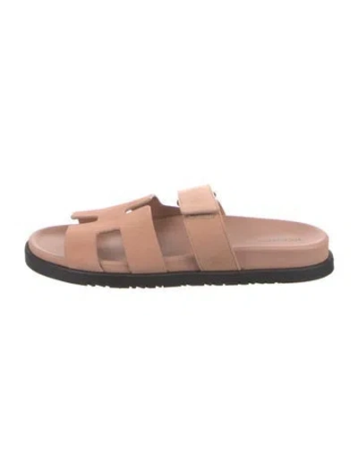 Pre-owned Hermes 2024 Chypre Slides In Pink