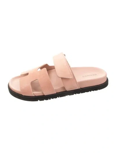 Pre-owned Hermes 2024 Chypre Slides W/ Tags In Orange