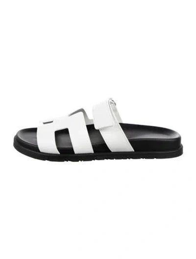 Pre-owned Hermes 2024 Chypre Slides In White
