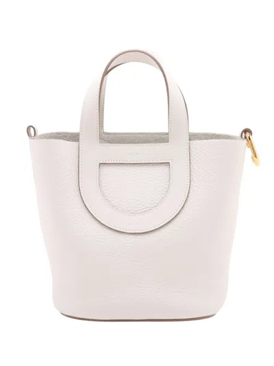 Pre-owned Hermes 2024 Clemence And Swift In The Loop 18 Handbag In White