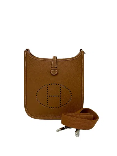 Pre-owned Hermes 2024 Clemence Evelyne 16 Tpm Crossbody Bag In Brown
