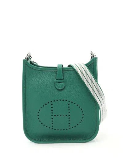Pre-owned Hermes 2024 Clemence Evelyne Amazone Tpm Crossbody Bag In Green