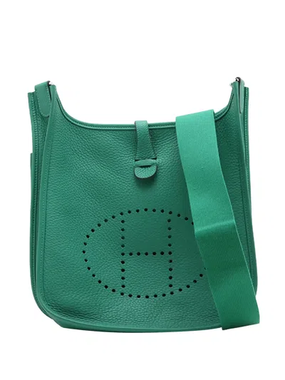 Pre-owned Hermes 2024 Clemence Evelyne Iii 29 Crossbody Bag In Green