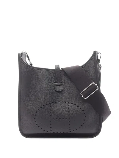 Pre-owned Hermes 2024 Clemence Evelyne Iii Pm Crossbody Bag In Black