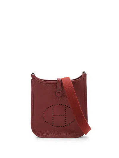 Pre-owned Hermes 2024 Clemence Evelyne Tpm 16 Crossbody Bag In Red