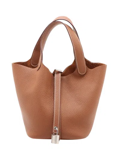 Pre-owned Hermes 2024 Clemence Picotin Lock 18 Handbag In Brown