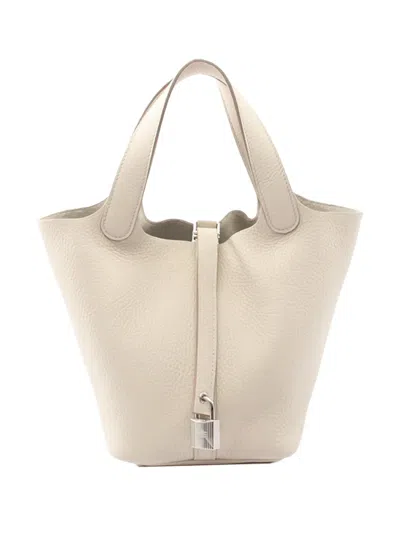 Pre-owned Hermes 2024 Clemence Picotin Lock 18 Handbag In Brown