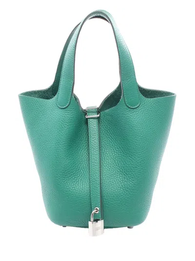 Pre-owned Hermes 2024 Clemence Picotin Lock 18 Handbag In Green