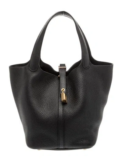 Pre-owned Hermes 2024 Clemence Picotin Lock 22 In Black