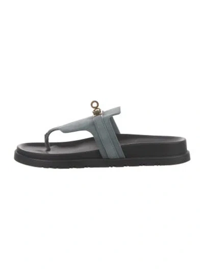 Pre-owned Hermes 2024 Collier De Chien Intuition Slides In Black