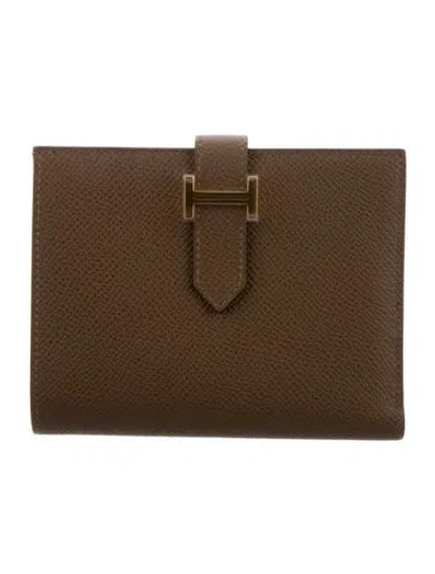 Pre-owned Hermes 2024 Compact Bearn Wallet In Brown