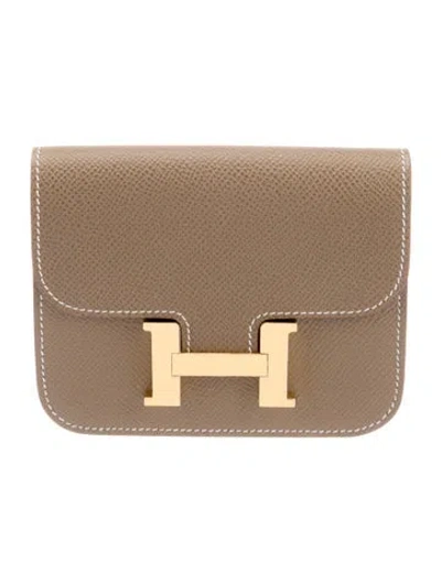 Pre-owned Hermes 2024 Constance Compact Wallet In Brown
