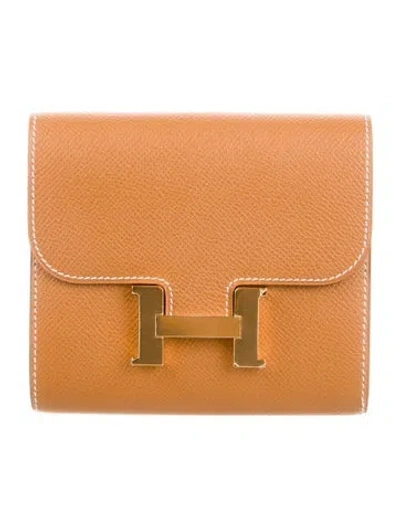 Pre-owned Hermes 2024 Constance Compact Wallet In Brown