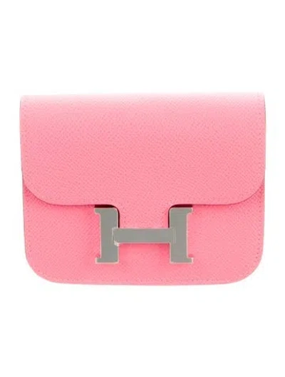 Pre-owned Hermes 2024 Constance Compact Wallet In Pink