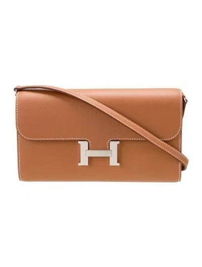Pre-owned Hermes 2024 Constance Long To Go Wallet In Brown