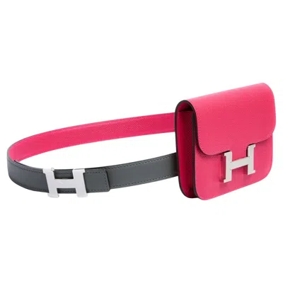 Pre-owned Hermes Hermès 2024 Constance Slim Pochette Ceinture Pink Leather Bag On Belt
