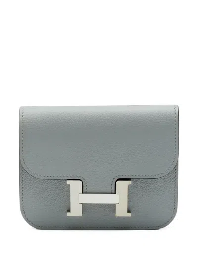 Pre-owned Hermes 2024 Constance Wallet In Grey