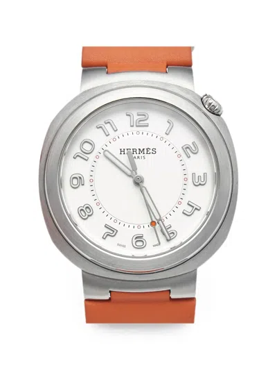 Pre-owned Hermes 2024 Cut Stainless Steel 36mm Watch In White