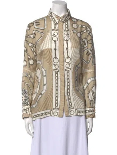 Pre-owned Hermes 2024 Effet Kaleidoscope Button-up Top In Neutral