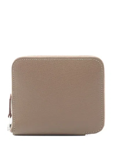 Pre-owned Hermes 2024 Epsom Azap Silk In Wallet Small Wallets In Brown