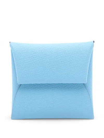Pre-owned Hermes 2024 Epsom Bastia Coin Pouch In Blue