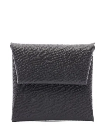 Pre-owned Hermes 2024 Epsom Bastia Purse Coin Pouch In Black