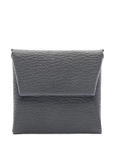 Pre-owned Hermes 2024 Epsom Bastia Verso Purse Coin Pouch In Grey